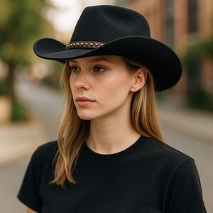 House of Harlow 1960 Black and Brown Cowboy Hat